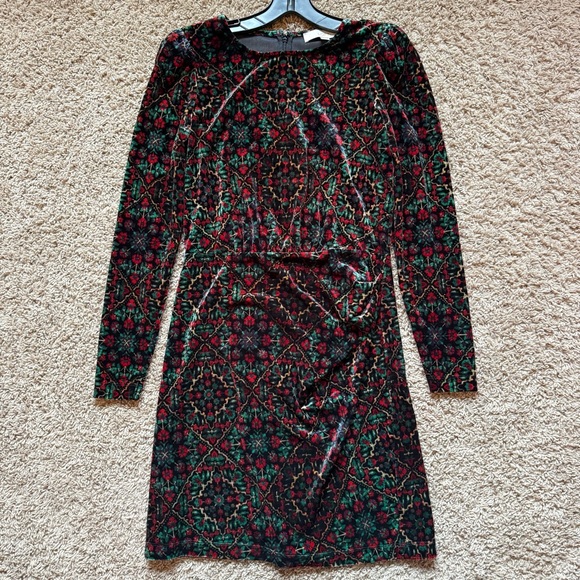 LOFT Ornamental Floral Shirred Velvet Mini Dress - Picture 2 of 6